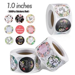 500/1000/4000 Pcs 1 inch Assorted Floral Thank You Stickers Round Sealing Labels