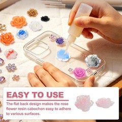 30mm Resin Rose Flatback Charms, 40 Pcs Flatback Cabochon, Gradient Light Pink