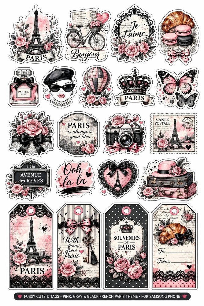 Pretty Paris Embellishments Junk Journals Scrapbook Embellishments USA