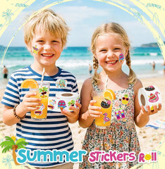 1000Pcs Summer Stickers for Kids, 2 Rolls Hawaiian Tropical Beach Self Adhesive