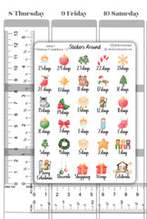 Christmas Holiday Countdown Planner Sticker #2, Calendar and Journal Sticker