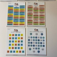 Hubman And Chubgirl Days Of The Week & Date Dots Planner Stickers Set