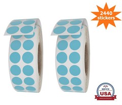 Royal Green Round Dot Sticker (11/16 Inch) Light Blue 17MM 2440 Labels on Rolls