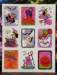 Vintage Paper Magic Group Animated Halloween Creatures Sticker Sheet