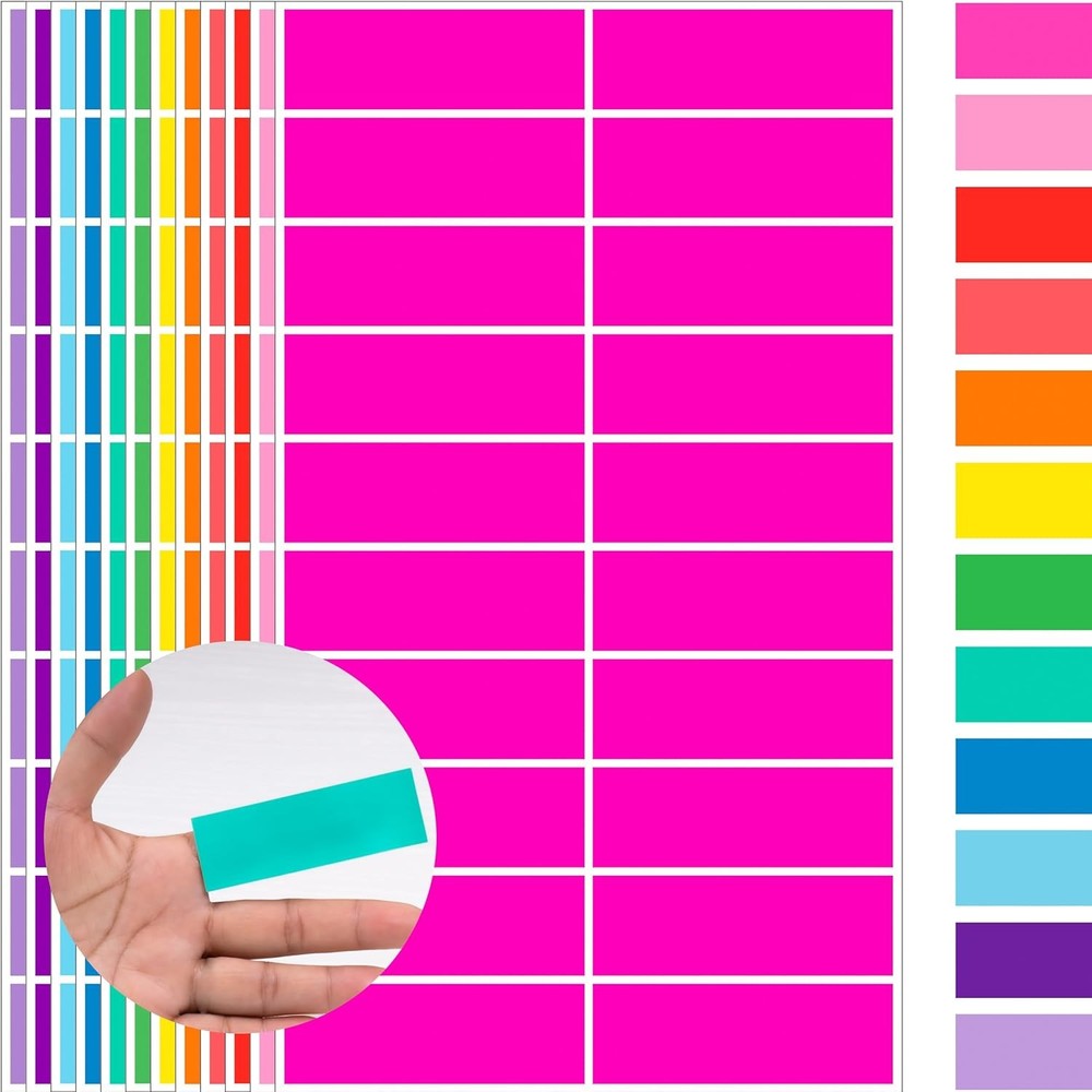 Colored Label Sticker in 12 Colors,3 x 1 Inch Rectangle Color- Coding Labels,…