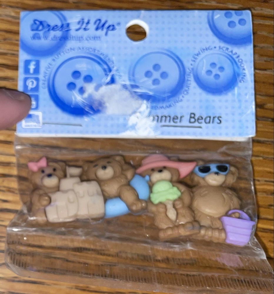 Dress it up Memory Mates-Summer Bears-Beach Sandcastle Scrapbook Embellishments