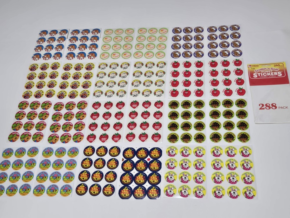 Vintage TREND 288 Stinky Stickers Scratch ‘n Sniff 12 Flavors T-556 NOS Rare!
