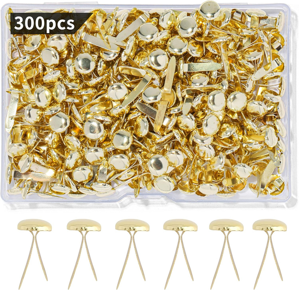 Brass Fasteners 300 Pack Small Brads for Paper Crafts Scrapbooking DIY Handmade