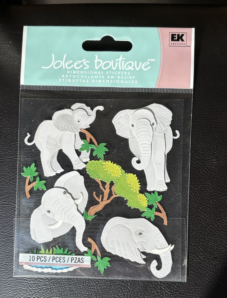 JOLEE’S 3D EMBELLISHMENT STICKERS ZOO SAFARI ELEPHANTS 2012 SHIPS FREE!