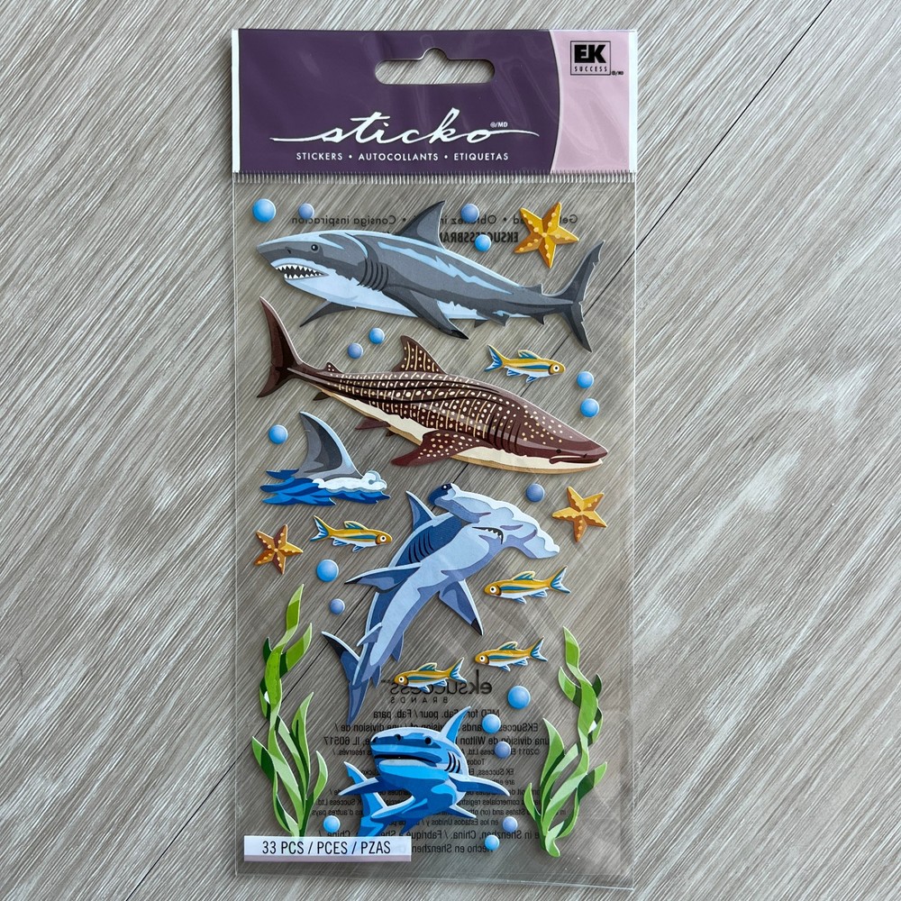 Sharks Sticker Sheet Sticko Scrapbooking Journaling