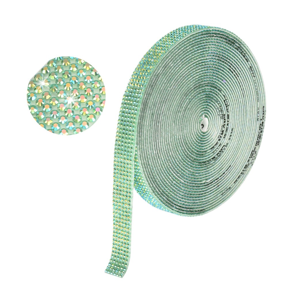 Self Adhesive Rhinestone Strips 6 Yards 0.45 Inch for Craft,Dark Green AB