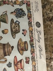 VINTAGE Gallery Graphics Tea Pots And Tea Cups 30 Piece Sticker Sheet Set New