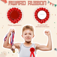 Blank Award Ribbon 12 Pieces Red 1st Place Rosette Medal for Competition