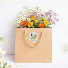 Flower Thank You Stickers for Packaging, 200 Pcs Floral Envelope Seal