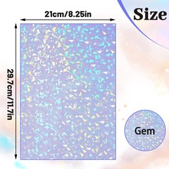 60 Sheets Holographic Laminate Sheets Clear Glitter A4 Size Vinyl Sticker Paper
