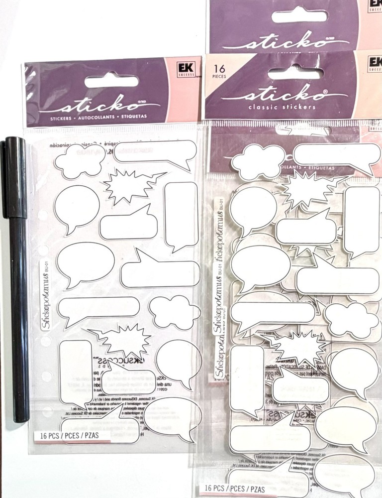 4 pkgs Labels Sticko Stickers Scrapbooking Card Journal Planner
