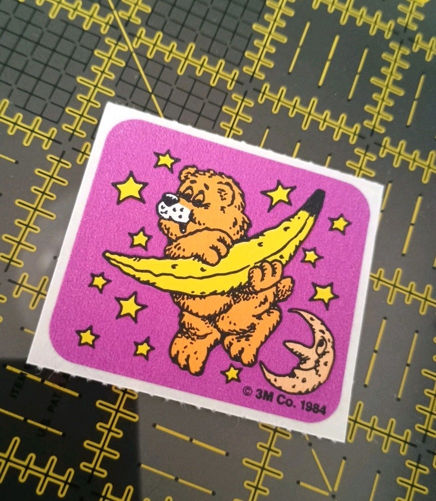 Vintage Stickers 3M Murple SCRATCH AND SNIFF Sticker Mod Bear Banana VTG 80s