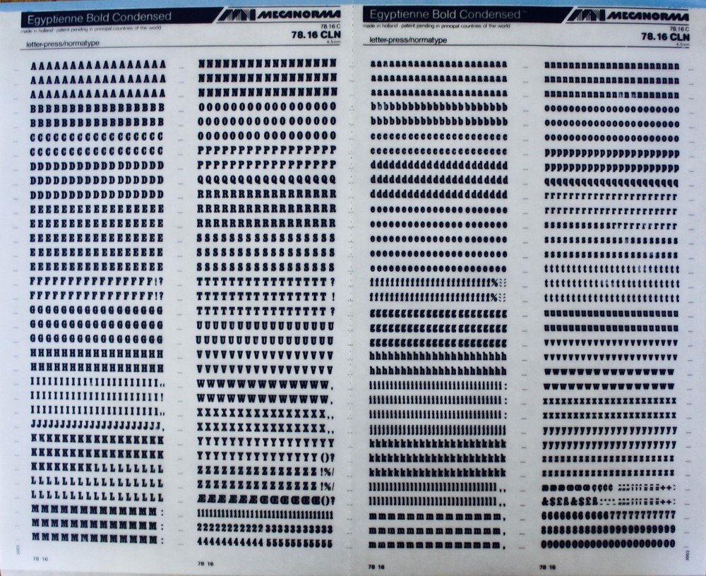 Mecanorma Dry Transfer Lettering Sheet 78.16 CLN #217 EGYPTIENNE BOLD 4.5mm