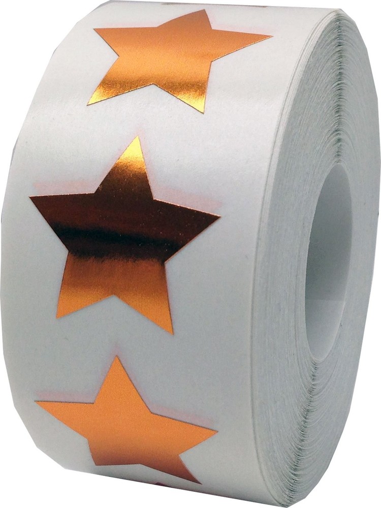 Metallic Bronze Star Shape Stickers – 1 Inch Adhesive Labels, 500 Total Stick…