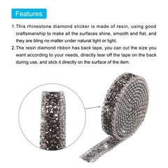 1 Yard 15mm Crystal Rhinestone Diamond Hotfix Ribbon Black Gray