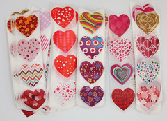 30 Heart Stickers/Various Styles/Scrapbooking/Crafts/Valentines/Journal/1 inch