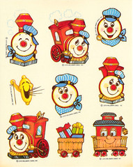 Vintage Hallmark Birthday Train Stickers one sheet 1979 Exc Condition