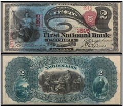 $2 Two Dollar 1875 National Bank Note (US CURRENCY STICKERS)