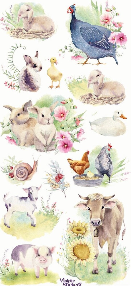 Violette Stickers Spring Farm Animals Easter Crafts Planner Supply Scrapbook