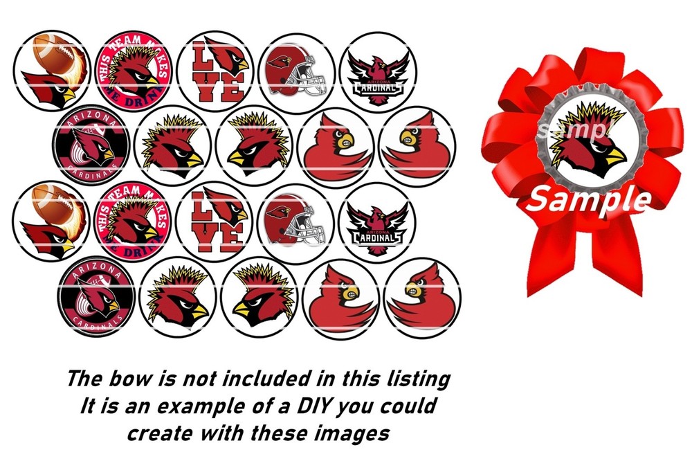 Bottle Cap Images (25mm) 1″ ~ Precut Football Cardinals Inspired (set 1)