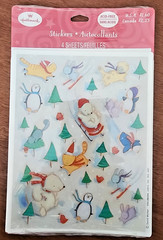 Vintage Hallmark David Walker Christmas Winter Sledding Animals Sticker Pack