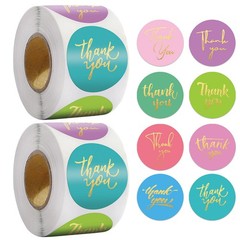 1000Pcs 1.5in Round Label Thank You for Gift Box Decoration Envelope Sealing