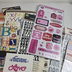 Lot Of Stickers Scrapbooking Rub-ons Hearts Letters Vacation Love Holiday 37pc