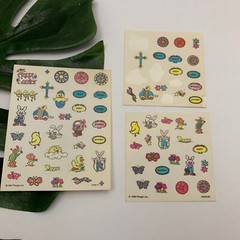 Vintage 80s Plough Inc Stickers Lot Easter Theme Eggs Chicks Bunny Floral Pastel