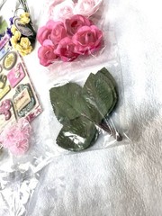 Craft Lot Floral Embellishments Roses Leaves Lace Scrapbooking Cardmaking Mixed