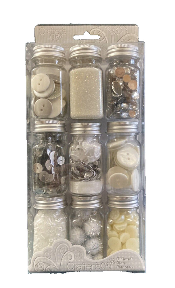 Crafters Caf’e Coordinating Embellishments – glitter buttons sequins NIP751