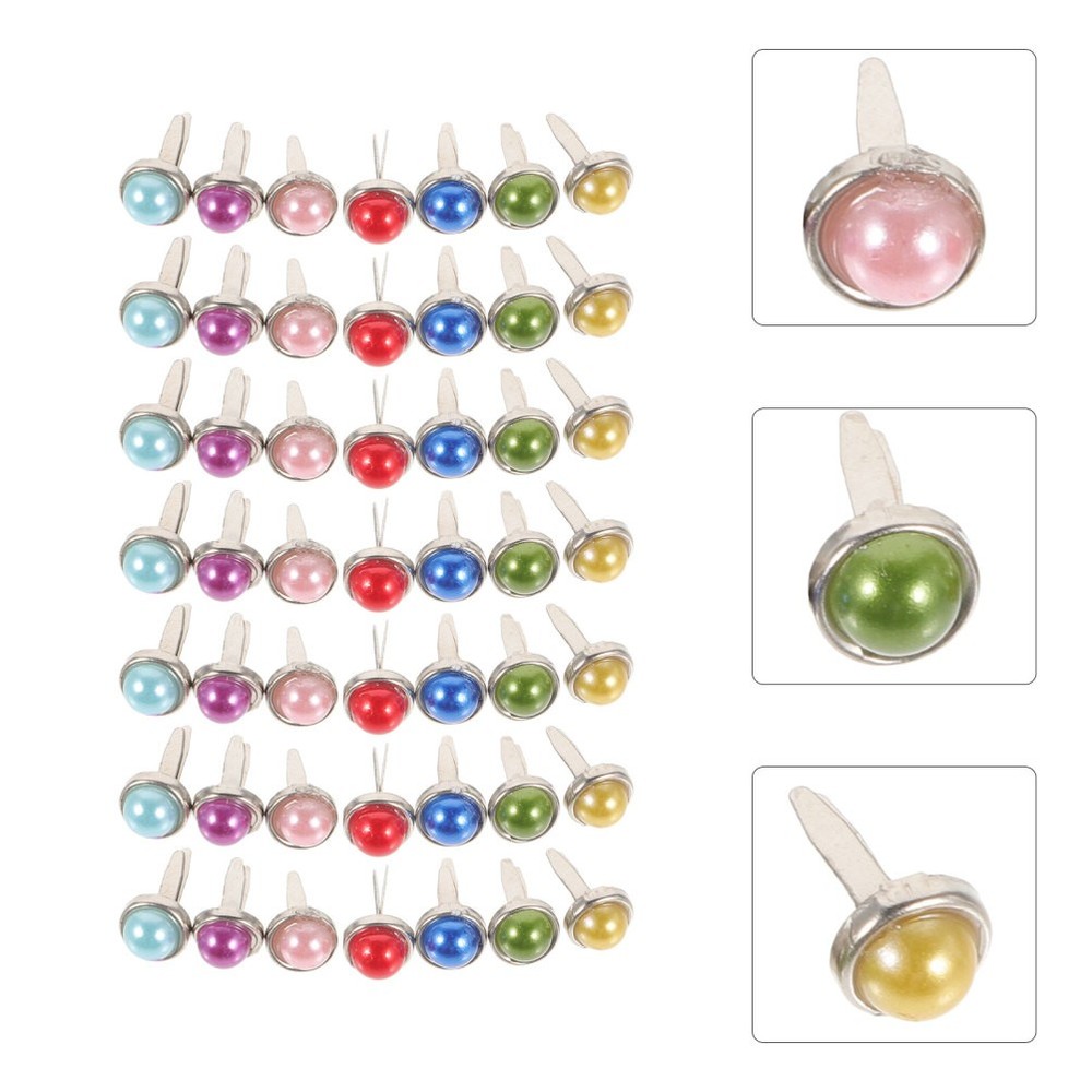 50Pcs Pearl Snap Fasteners Mini Round Metal Brads for Scrapbooking DIY Crafts