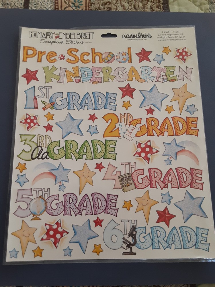 Mary Engelbreit school phrases large sticker sheet *damaged*