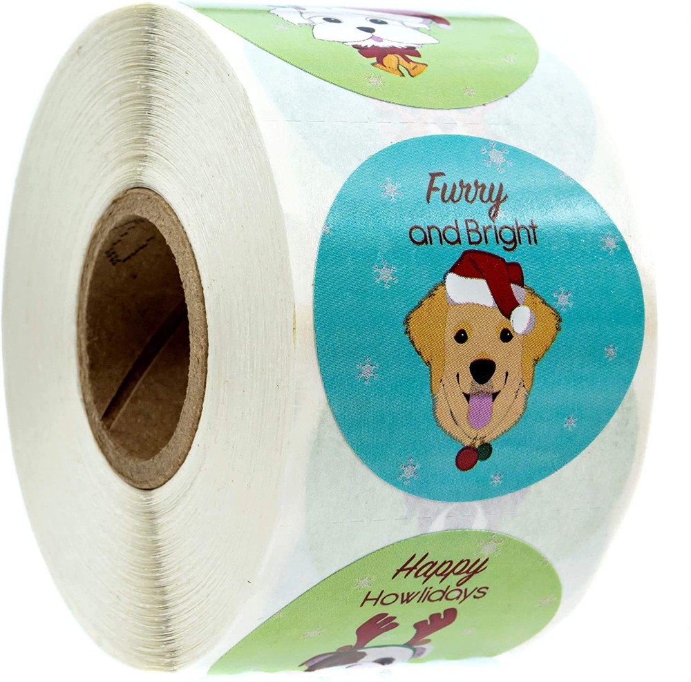 Christmas Dogs Stickers / 500 Adorable Puppy Happy Holidays Labels / 1.5″ Pet…