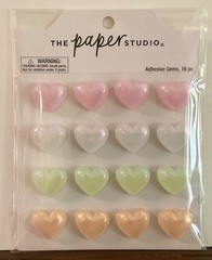 16 Heart-Shaped Pearlescent Adhesive Gems/Stickers, ¾” Width, ¼” Thick, Chunky