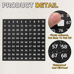 10Pcs 0.4 Inch 1 to 100 Vinyl Consecutive Number Stickers Black