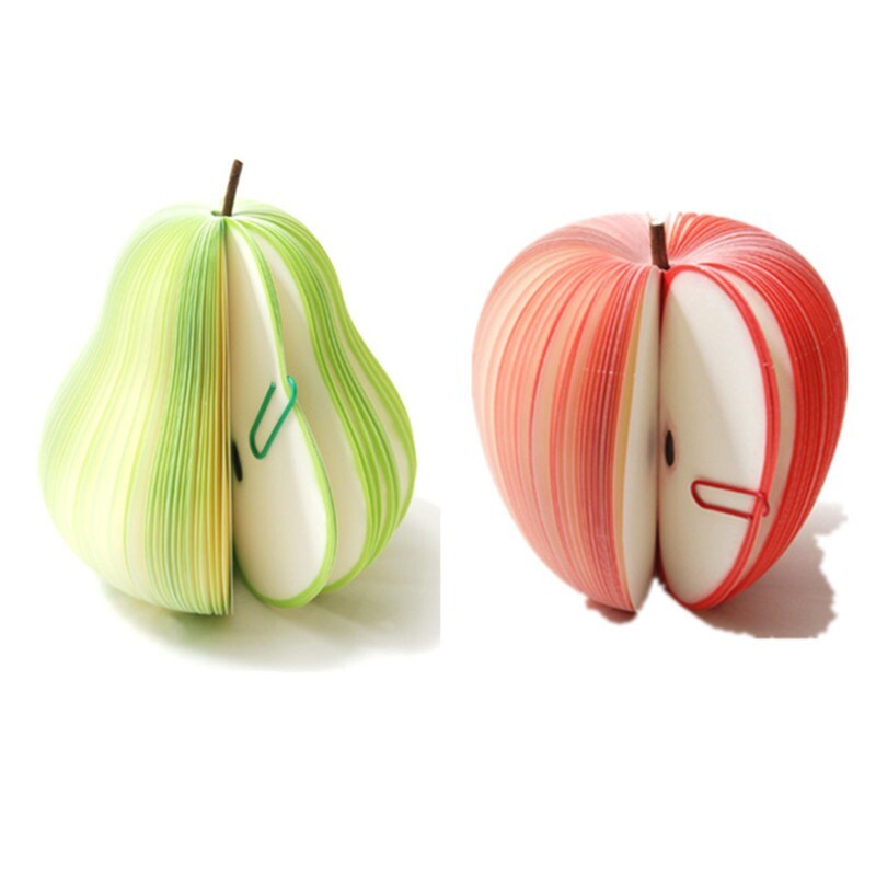 2PCS/Set Cute Fruit Memo Pad Apple Pear Shaped Note Paper School Supplies DIY