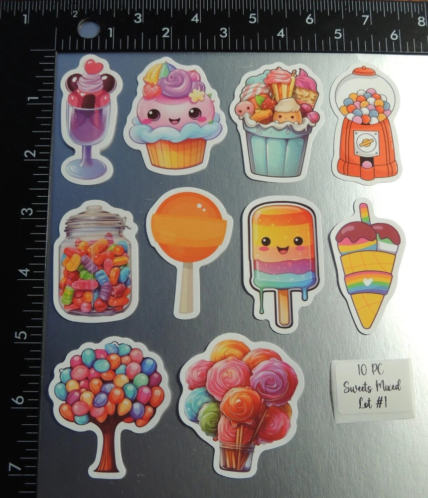 Sweets -Candy – Sugar – Stickers – 10 PCs – 5 styles available! See Description