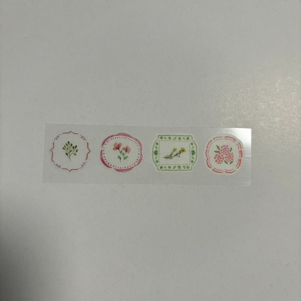 Cute Pastel Flower Stickers 4 Pieces Kawaii Japanese Floral Frame Lace Deco