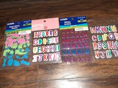 ARTSKILLS GLITTER VARITY PACK SHAPES AND LETTERS STICKERS SET-4 PACK W/BONUSES