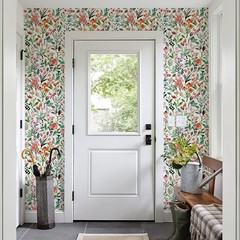 Floral Peel & Stick Wallpaper – Renter Friendly, Pink Vintage, Watercolor Wal…