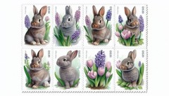 Set Bunny Rabbit Easter Tags Junk Journal Scrapbook