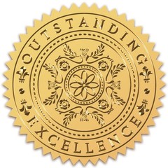 Embossed Gold Seals, 2 Inch, 100pcs, Diploma Stickers, Awards, Gold