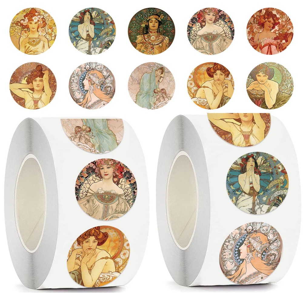 500 sheets/roll Retro Beauty Art Stickers Decorative Envelope Seals Stationery S