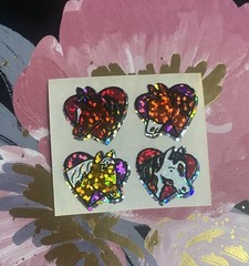 Vintage Hambly Prism Ponies In Hearts Sticker Mod 2×1.76 Inches