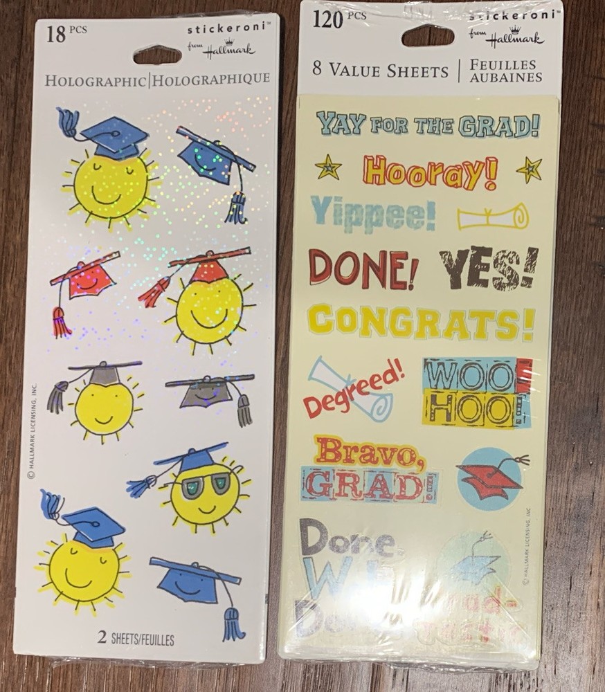 Hallmark Stickeroni Stickers, Graduation Theme, 10 Sheets, 138 Stickers